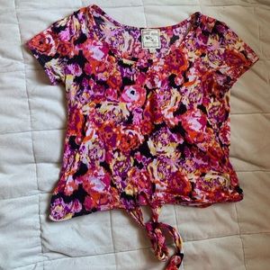 Pink Rose Tie Front Shirt